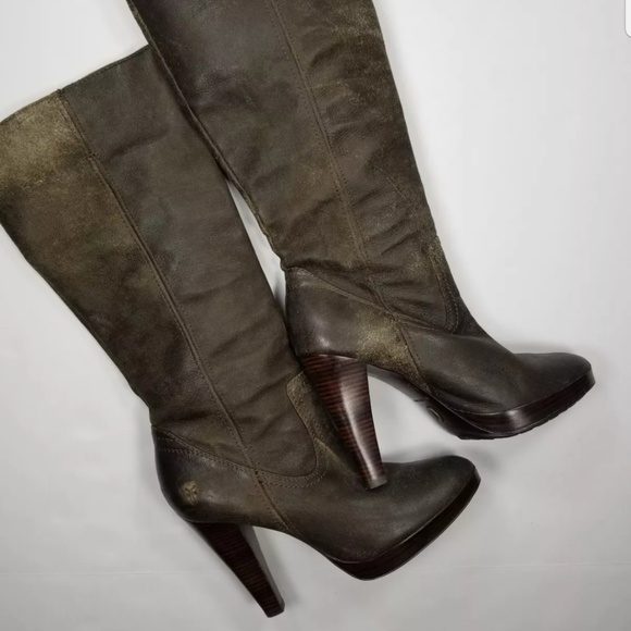 Frye Harlow Distressed Boots Sz 10M Leather Tall - Picture 3 of 8